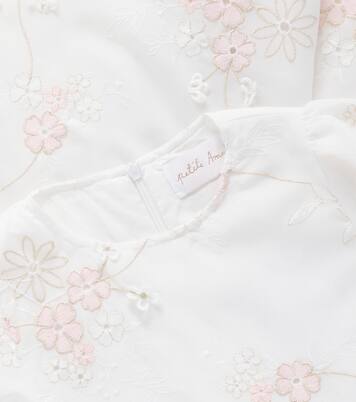 Floral-appliqué puff-sleeve cotton dress | Petite Amalie  