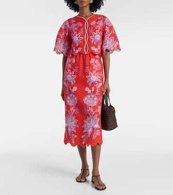 Bedruckte Bluse Porcelain Garden aus Leinen | Farm Rio