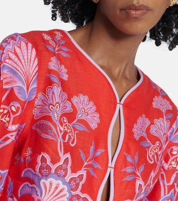 Bedruckte Bluse Porcelain Garden aus Leinen | Farm Rio