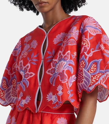Bedruckte Bluse Porcelain Garden aus Leinen | Farm Rio