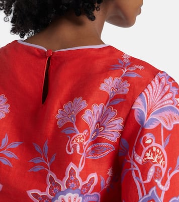 Bedruckte Bluse Porcelain Garden aus Leinen | Farm Rio
