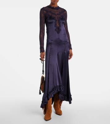 Dolores lace-trimmed silk-blend satin gown | Isabel Marant