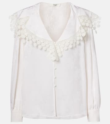 Bluse aus Seiden-Jacquard mit Spitze | Chloé