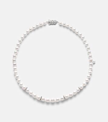 Collana in oro bianco 18kt con perle e diamanti | Mikimoto