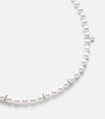 Collana in oro bianco 18kt con perle e diamanti | Mikimoto