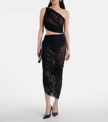 Diana asymmetric lace midi skirt | Norma Kamali
