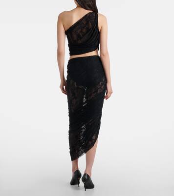 Diana asymmetric lace midi skirt | Norma Kamali