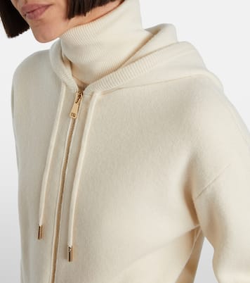 Hooded wool and cashmere zip-up cardigan | Moncler