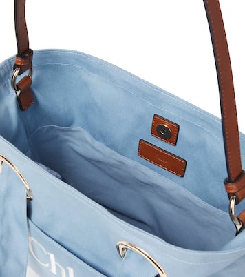 Logo皮革边饰帆布草编包 | Chloé Kids