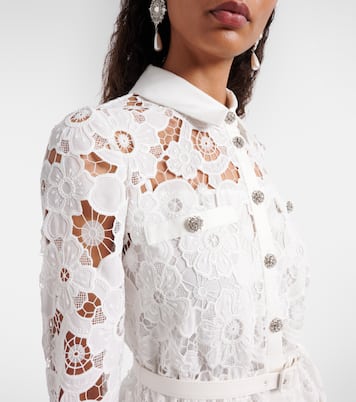 Vestido camisero de encaje guipur | Self-Portrait