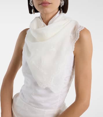 Embroidered silk, wool and cotton-blend scarf | Magda Butrym