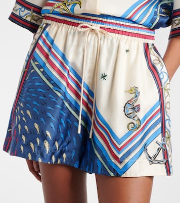 Apollo printed silk satin shorts | Alémais