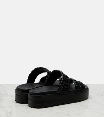 Matelassé leather platform sandals | Prada