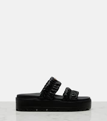 Matelassé leather platform sandals | Prada