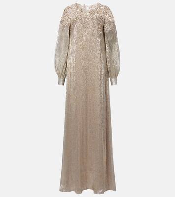Verzierte Robe aus einem Seidengemisch | Oscar de la Renta
