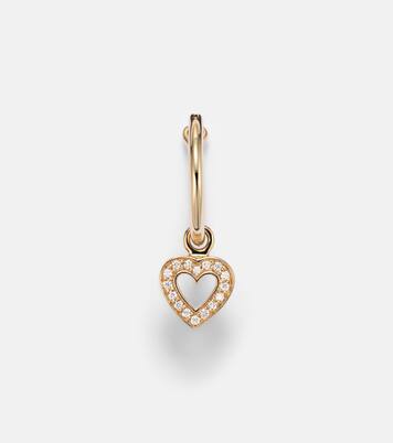 Lettre De Mini Cœur 18kt gold single hoop earring with diamonds | Sophie Bille Brahe