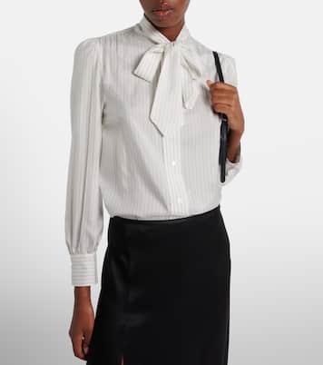 Pinstripe tie-neck silk shirt | Gucci