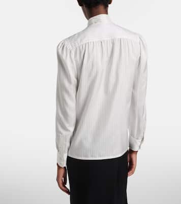 Pinstripe tie-neck silk shirt | Gucci