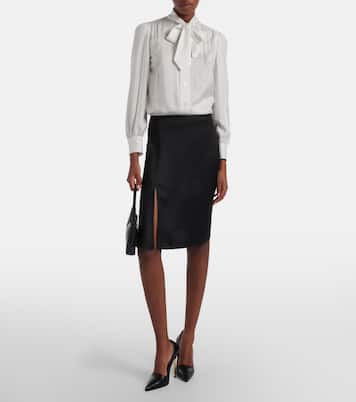 Pinstripe tie-neck silk shirt | Gucci