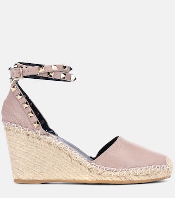 Espadrille-Wedges Rockstud Double 85 aus Leder | Valentino Garavani