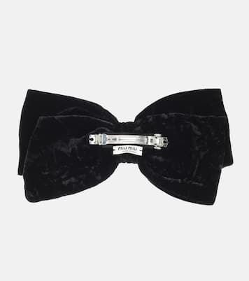 Embellished velvet bow barrette | Miu Miu