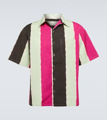 Striped cotton-blend polo shirt | Prada
