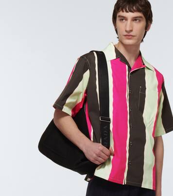 Striped cotton-blend polo shirt | Prada