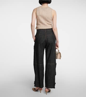 Pantaloni cargo di jeans a vita alta | Brunello Cucinelli