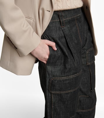 Pantaloni cargo di jeans a vita alta | Brunello Cucinelli