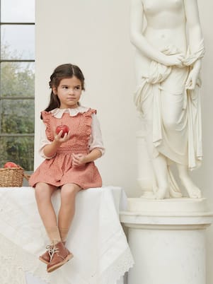 Hebe polka dot linen and cotton pinafore skirt | La Coqueta