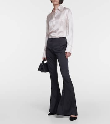 Pantalon évasé Pippen à taille haute en satin | Acne Studios