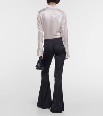 Pantalon évasé Pippen à taille haute en satin | Acne Studios