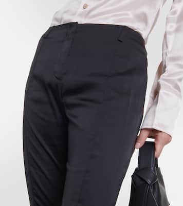 Pantalon évasé Pippen à taille haute en satin | Acne Studios