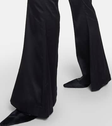 Pantalon évasé Pippen à taille haute en satin | Acne Studios