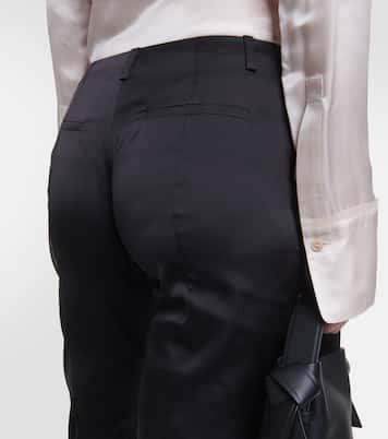 Pantalon évasé Pippen à taille haute en satin | Acne Studios