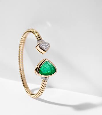 Armreif Trisolina aus 18kt Gelbgold mit Diamanten und Smaragd | Marina B