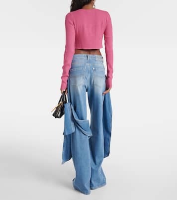 Cropped-Cardigan Logo aus Rippstrick | Blumarine