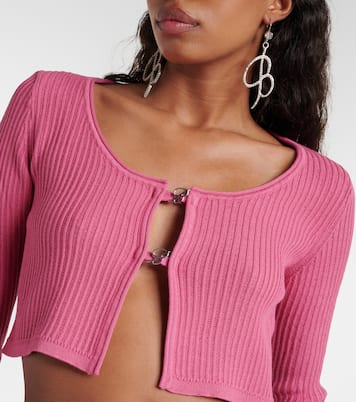 Cropped-Cardigan Logo aus Rippstrick | Blumarine