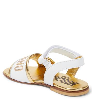 Logo embellished leather sandals | Moschino Kids