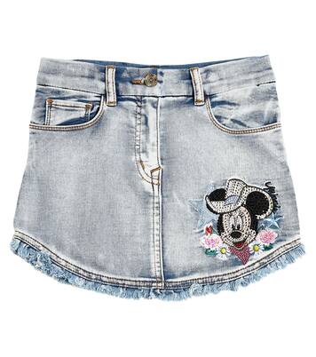 Embroidered frayed denim skirt | Monnalisa