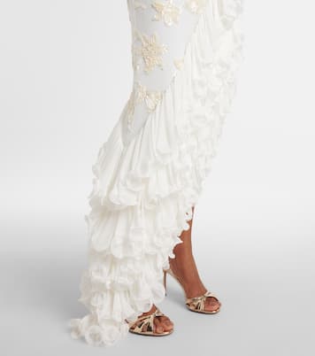 Novia - vestido largo con aplique floral | Rotate