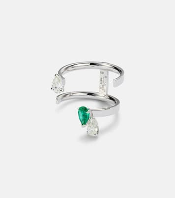 Bague Serti Sur Vide en or blanc 18 ct, diamants et émeraude | Repossi