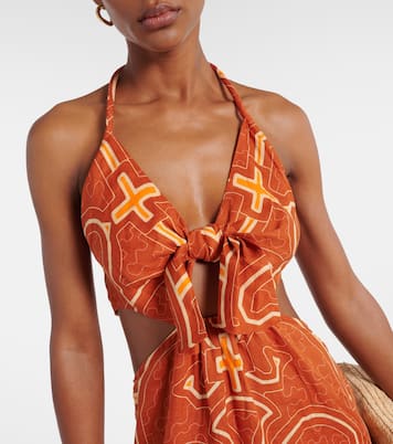 Robe longue imprimée en lin | Johanna Ortiz