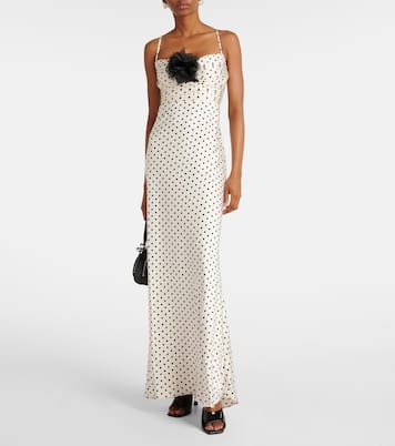 Robe longue en satin à pois | Self-Portrait