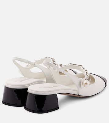 Escarpins slingback en cuir verni | Miu Miu