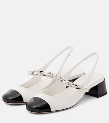 Escarpins slingback en cuir verni | Miu Miu