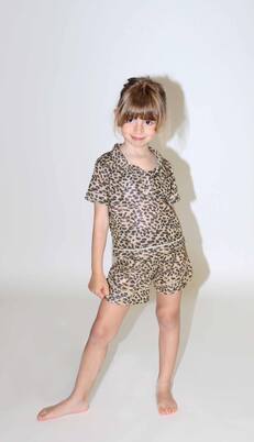 Lumière leopard-print lamé polo shirt | Oséree Kids