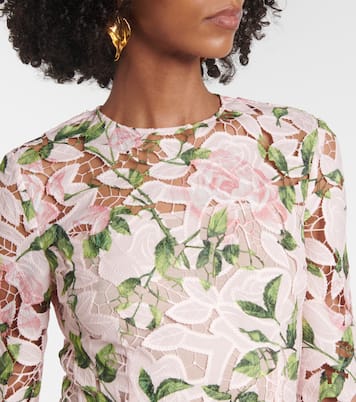 Robe longue en guipure à fleurs | Oscar de la Renta