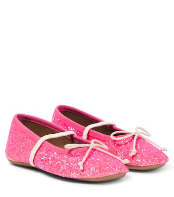 Bow-detail glitter ballet flats | PèPè