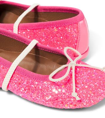 Bow-detail glitter ballet flats | PèPè